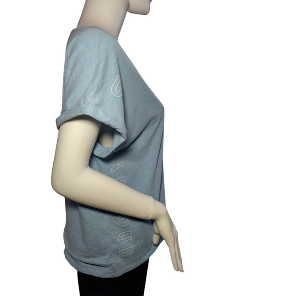 Under Armour Womens Pullover Roll Cap Sleeve Activewear Top Blue Size Medium - Picture 4 of 15